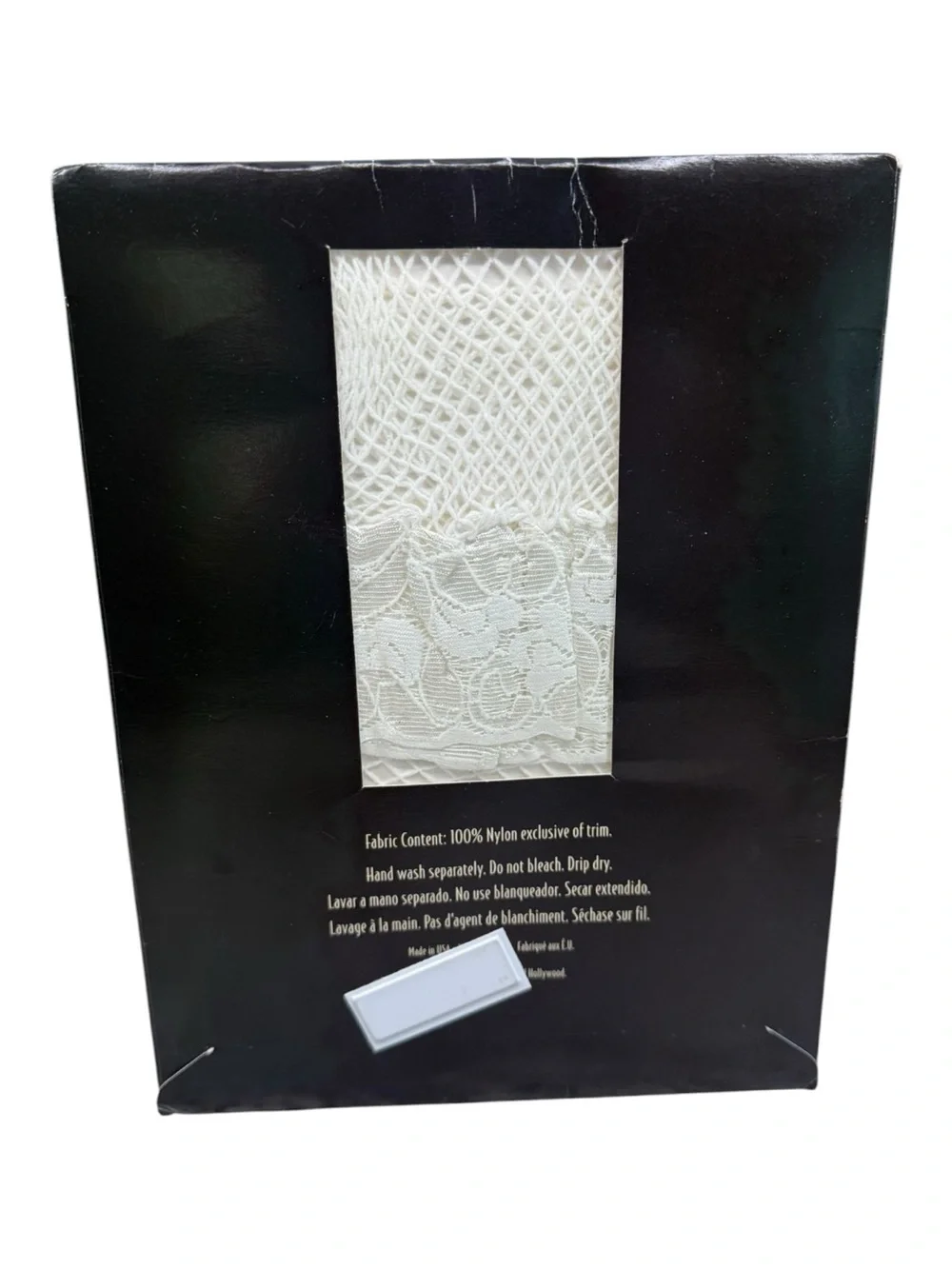 Shirley Of Hollywood Fishnet Lace Top Stockings Fits 8 1/2-11 White 100% Nylon